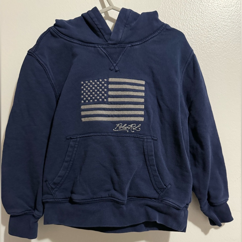 Polo Ralph Lauren Navy Hoodie with Flag Design